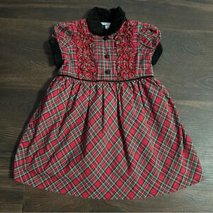 hartstrings christmas dress Vintage Hartstrings Baby Dress Christmas Red White Flannel Smocking Size 24m